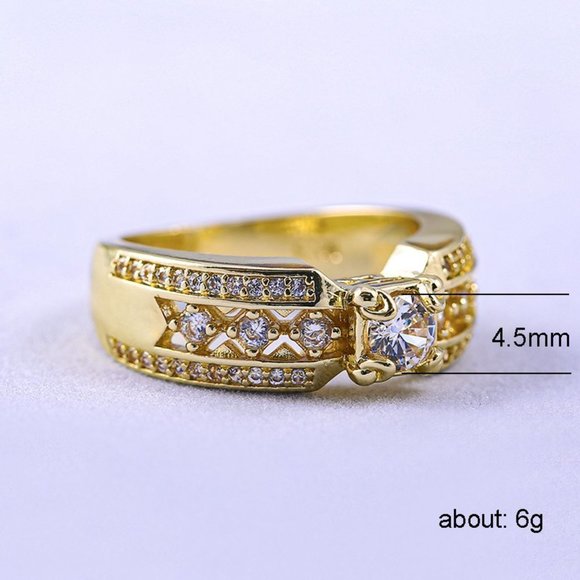 💝14K Gold Plated Beautiful Fashionable CZ Ring, GPMB1496 - Picture 7 of 8
